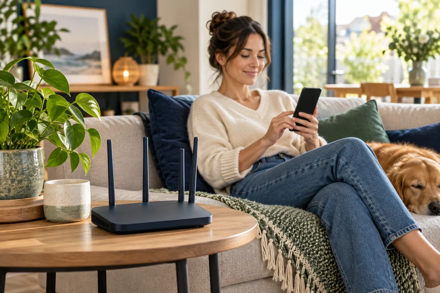 Téléphone mobile affichant une connexion réseau